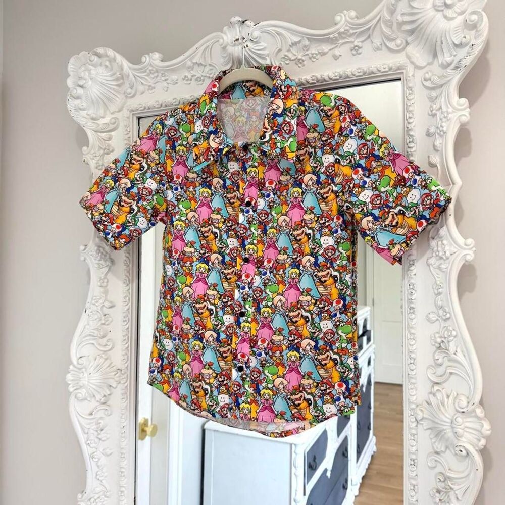 New York Couture Nintendo Super Mario Brothers Bros Unisex Button-down Shirt S
